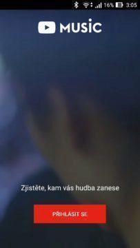 YouTube Music - přihlášení YouTube Music - přihlášení