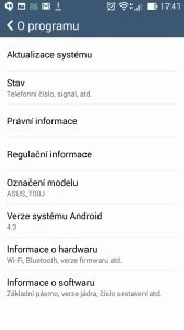 Asus Zenfone 5 -  verze systému Android (2)