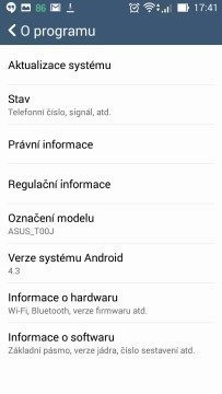 Asus Zenfone 5 -  verze systému Android (2)