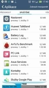 Asus Zenfone 5 -  využití RAM