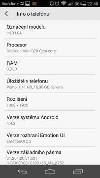 Honor 6 - verze systému Android (1)