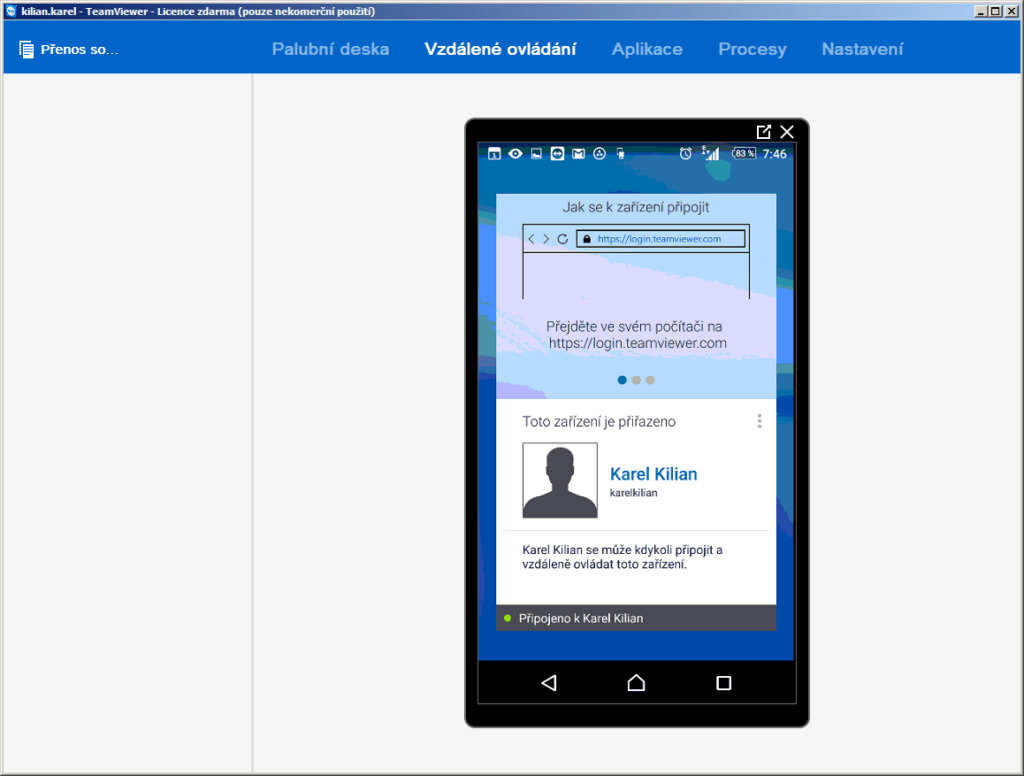 Vzdálené ovládání telefonu z desktopové aplikace
