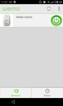 Belkin Wemo Switch - aplikace, zakladni obrazovka