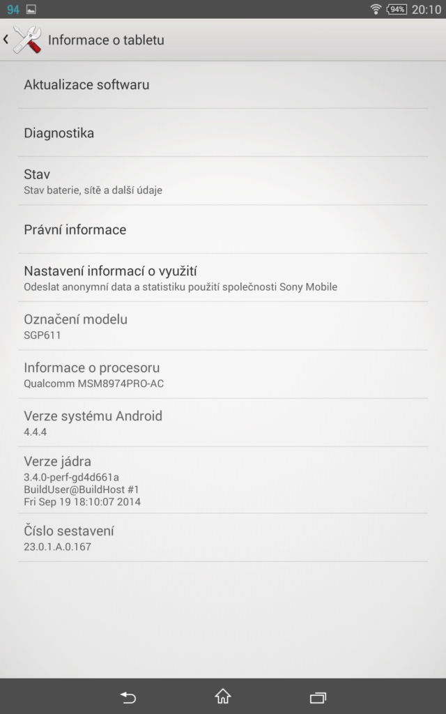 Sony Xperia Z3 Tablet Compact Android 4.4.4 1