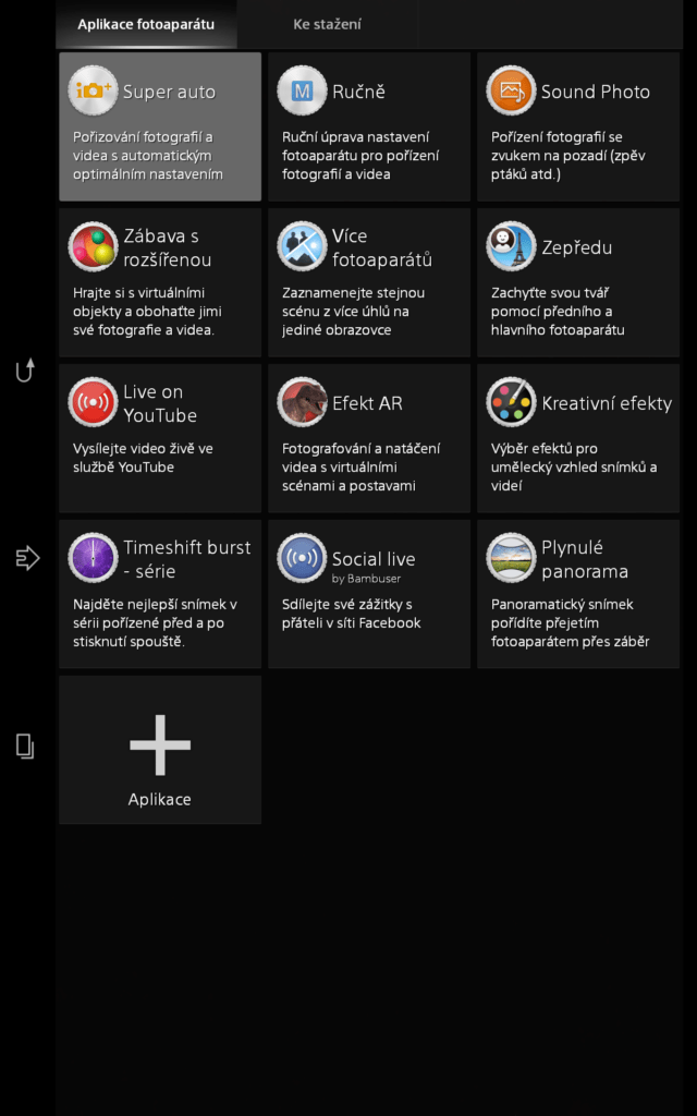 Sony Xperia Z3 Tablet Compact aplikace fotoaparátu 1