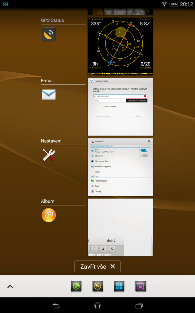 Sony Xperia Z3 Tablet Compact prostředí systému Android 10