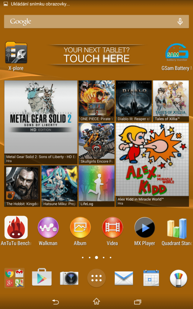 Sony Xperia Z3 Tablet Compact prostředí systému Android 5