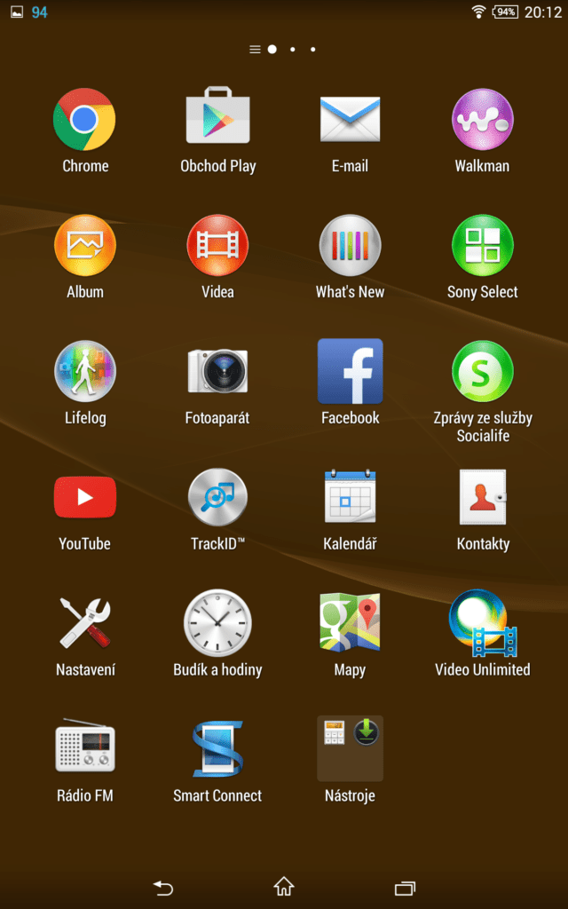Sony Xperia Z3 Tablet Compact prostředí systému Android 6