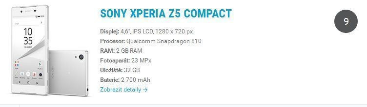 Sony Xperia Z5 compact telefony pro ženy
