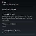 Vertu Aster –  verze systému Android 4.4.2 (2)