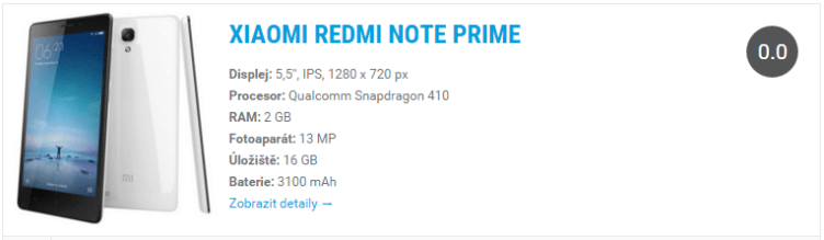 Xiaomi Redmi Note Prime - widget