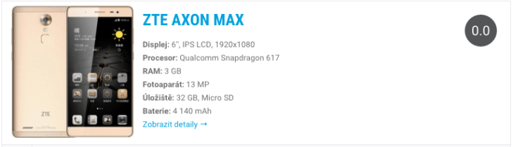 ZTE Axon Max - widget katalog