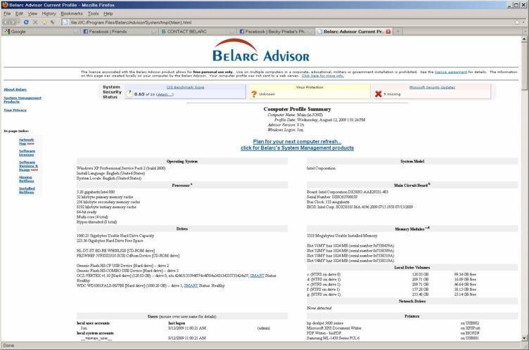 Belarc Security Advisor pro Windows