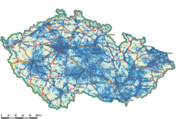 LTE pokrytí operátora O2