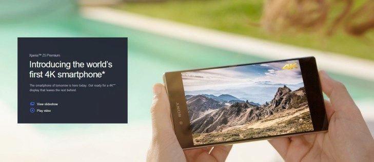 Sony prezentuje model Xperia Z5 Premium jako první 4K smartphone na světě