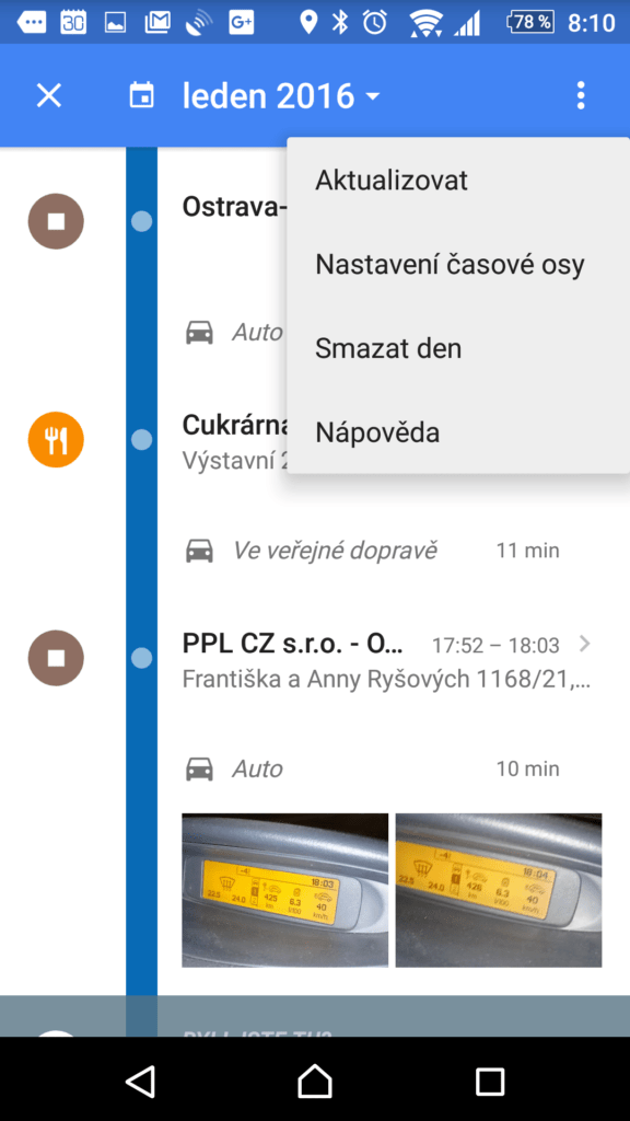 Nastavení časové osy