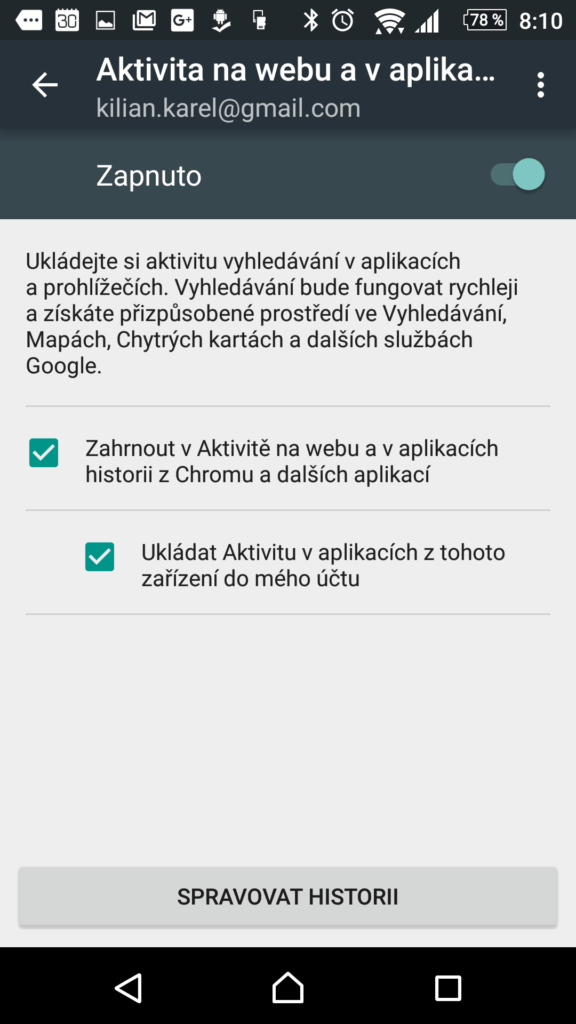 Nastavení časové osy