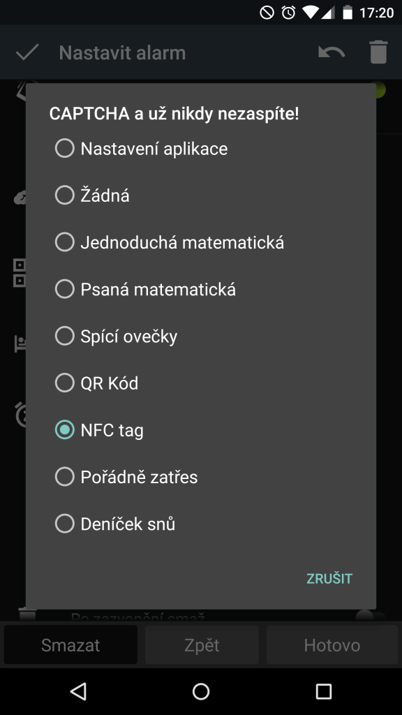 NFC buzení Sleep as Android 1