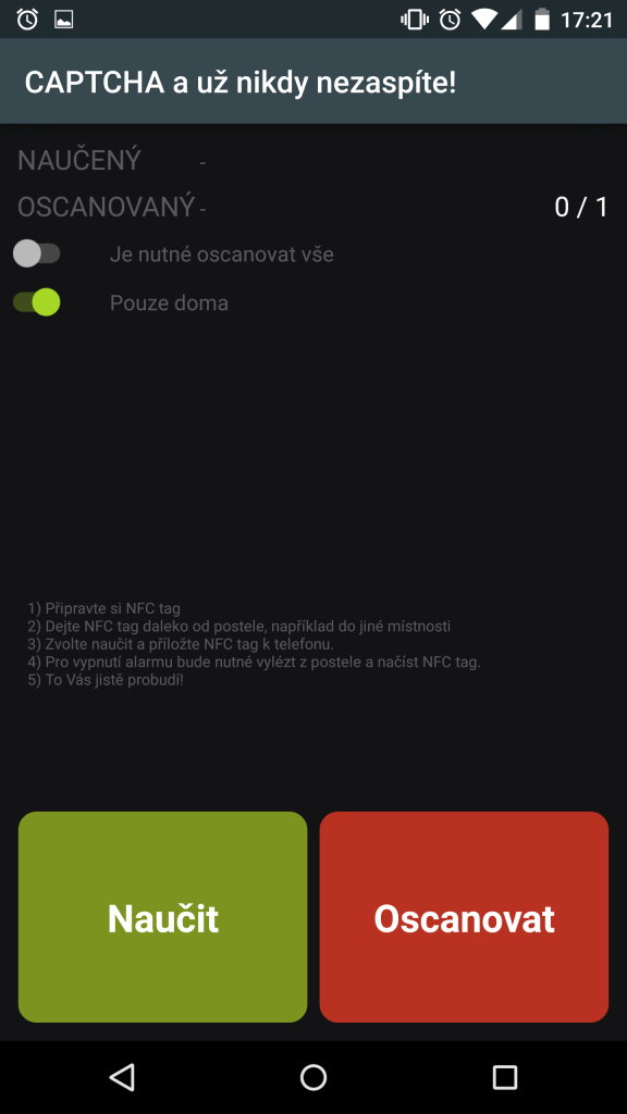 NFC buzení Sleep as Android 2