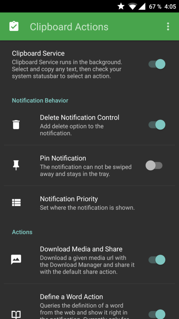 clipboard actions android kopírovací aplikace 1