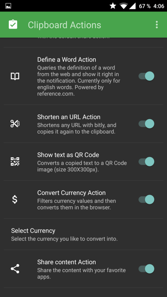 clipboard actions android kopírovací aplikace 2