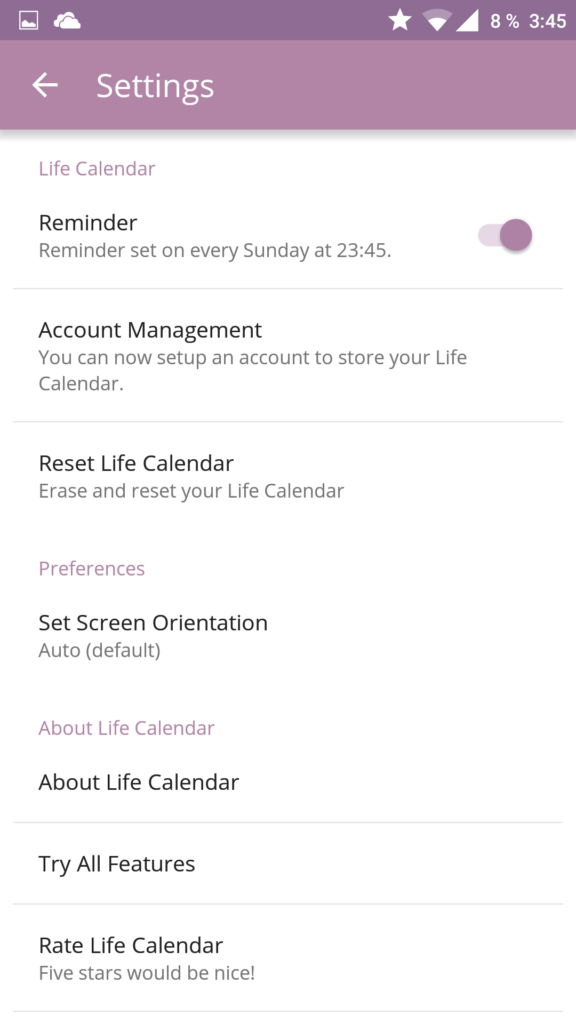 life calendar android aplikace 1