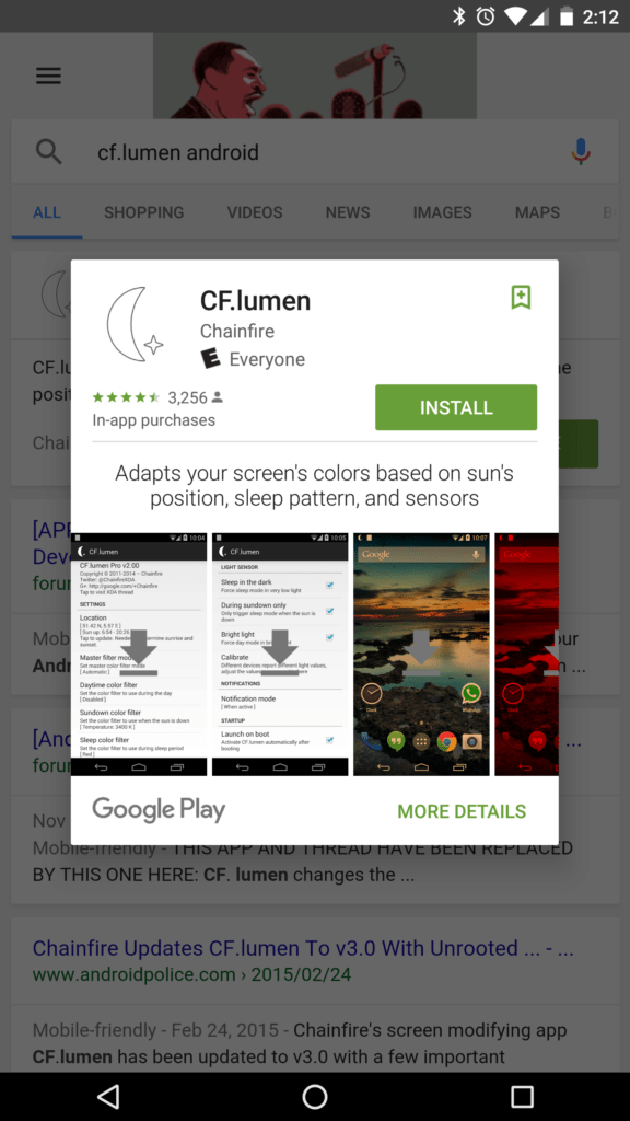 Instalace aplikace z výsledků vyhledávání