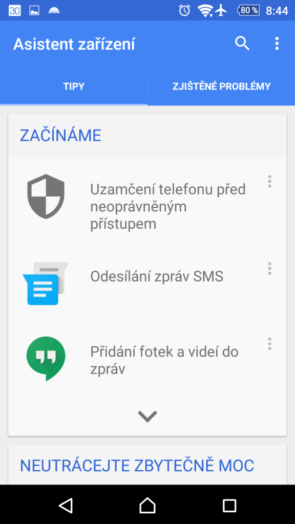 Tipy jsou roztříděné do kategorií