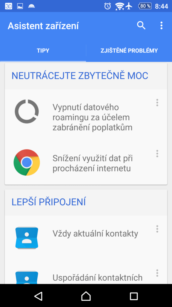 Tipy jsou roztříděné do kategorií