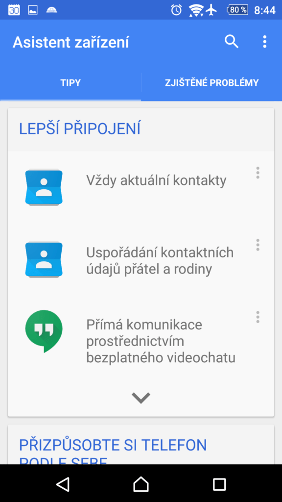 Tipy jsou roztříděné do kategorií
