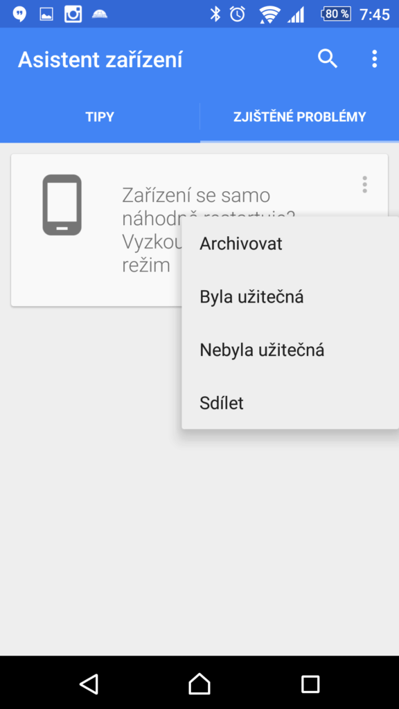 Zjištěné problémy