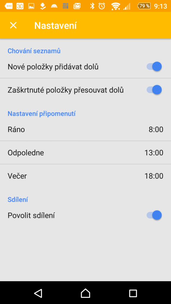 Centrální nastavení