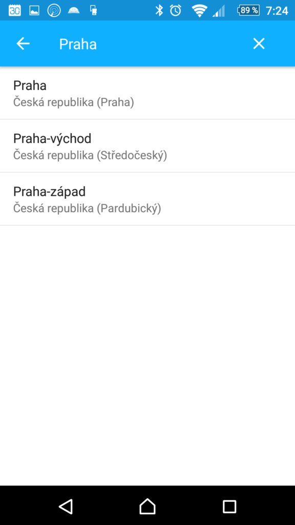 Přidání místa