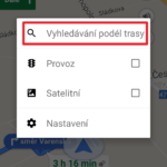 Vyhledávání podél trasy