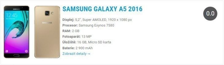 Samsung Galaxy A5 (2016) widget