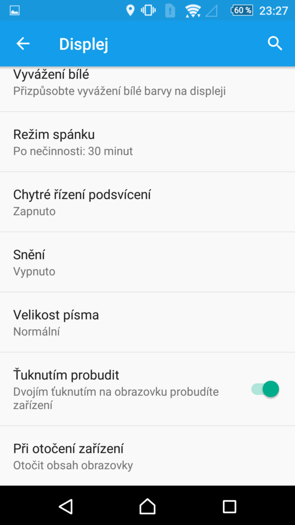 Sony Xperia Z5 Premium nastavení displeje 2