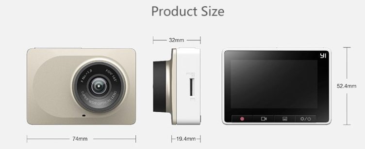 Xiaomi Yi Dashboard Camera rozměry