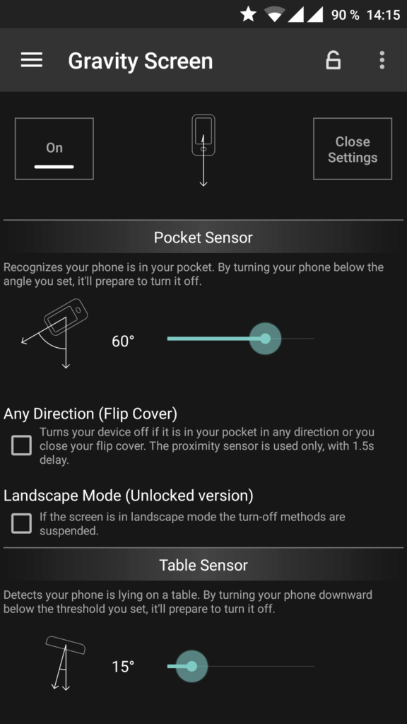 gravity screen android apliakce1