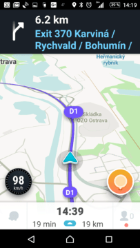 Rozhraní nové verze Waze