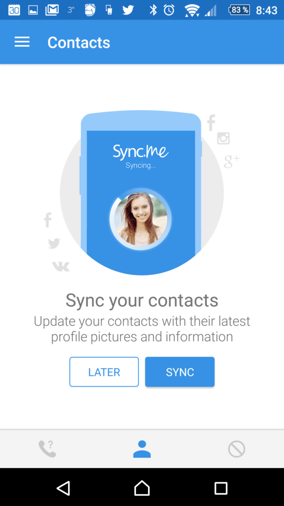 Sekce Contacts