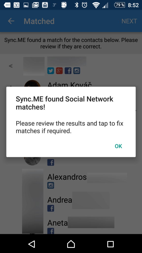 Sync.Me našel shody
