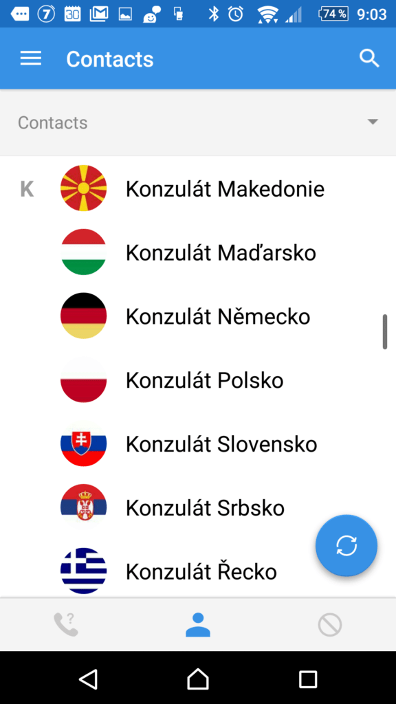 Seznam kontaktů