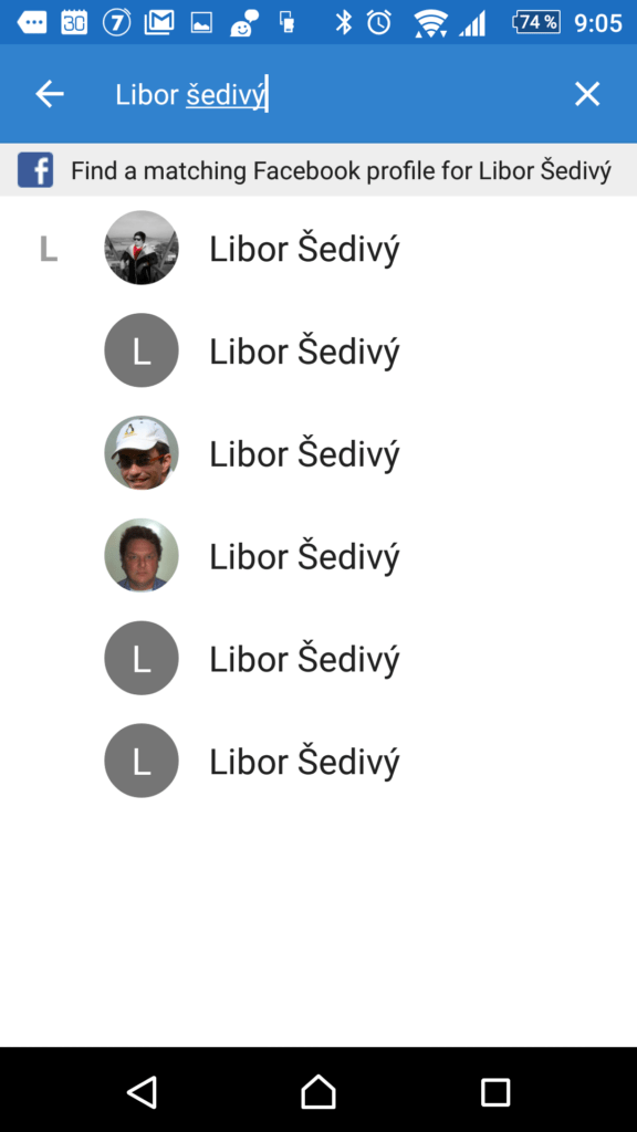 Vyhledání profilu