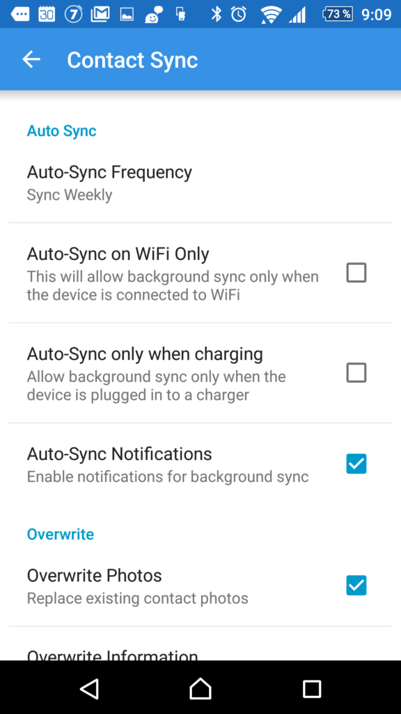 Nastavení automatické synchronizace