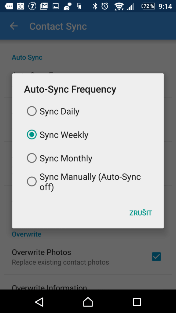 Nastavení automatické synchronizace