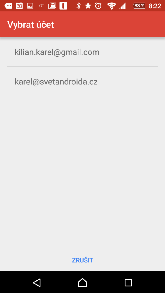 Nastavení widgetu Gmail
