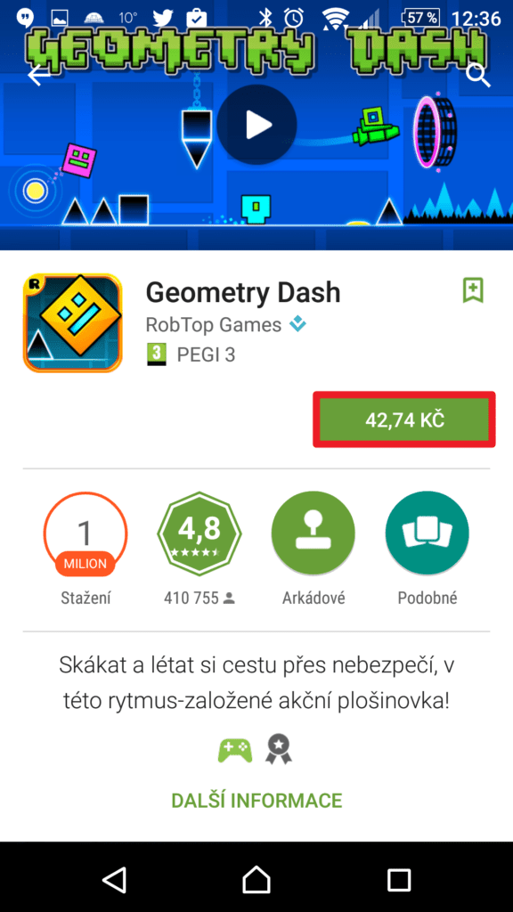 Nákup aplikace v Obchodě Play