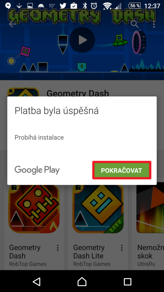 Platba byla úspěšná