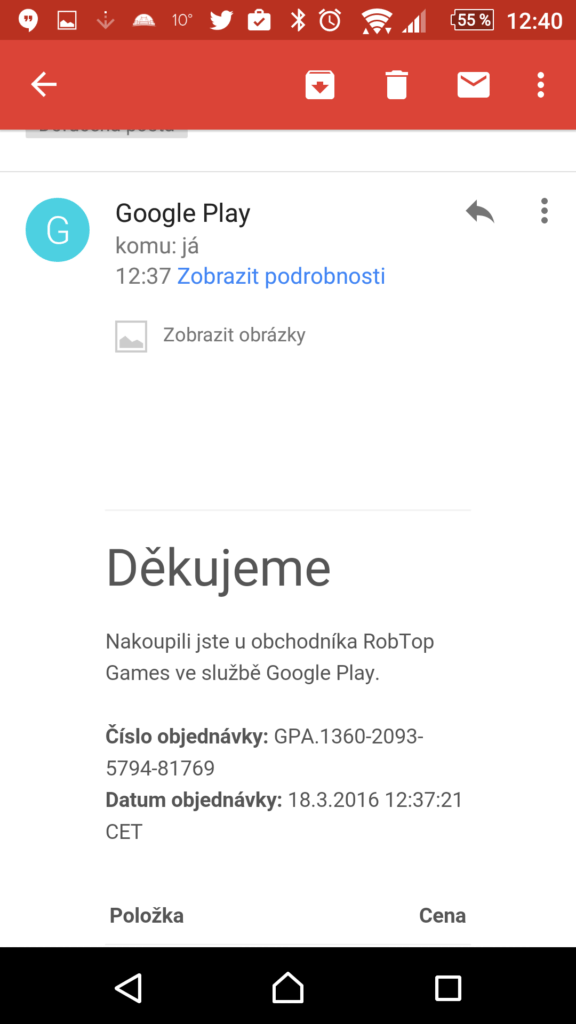 Potvrzení o platbě