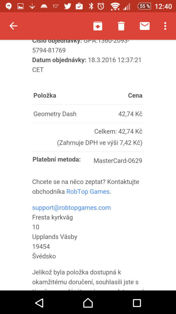 Potvrzení o platbě